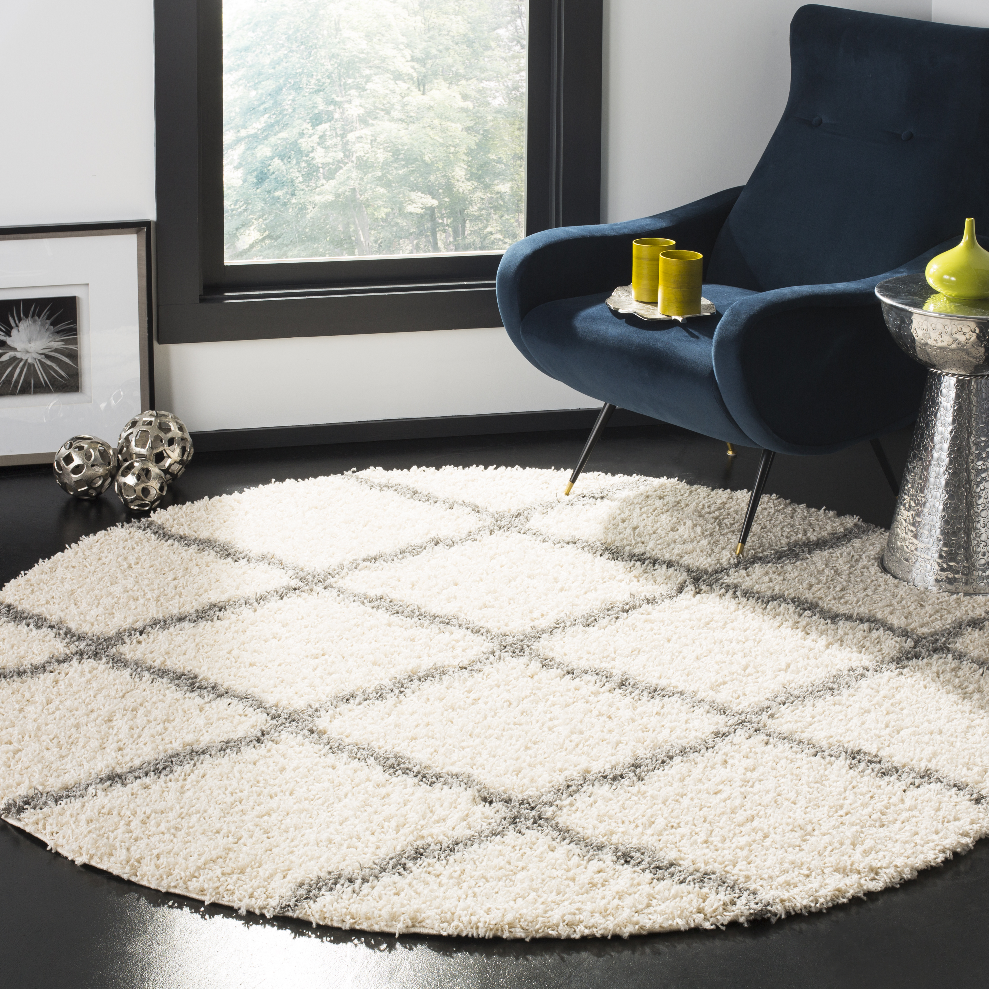 Safavieh Power Loomed Dallas Shag Ivory / Grey Area Rugs