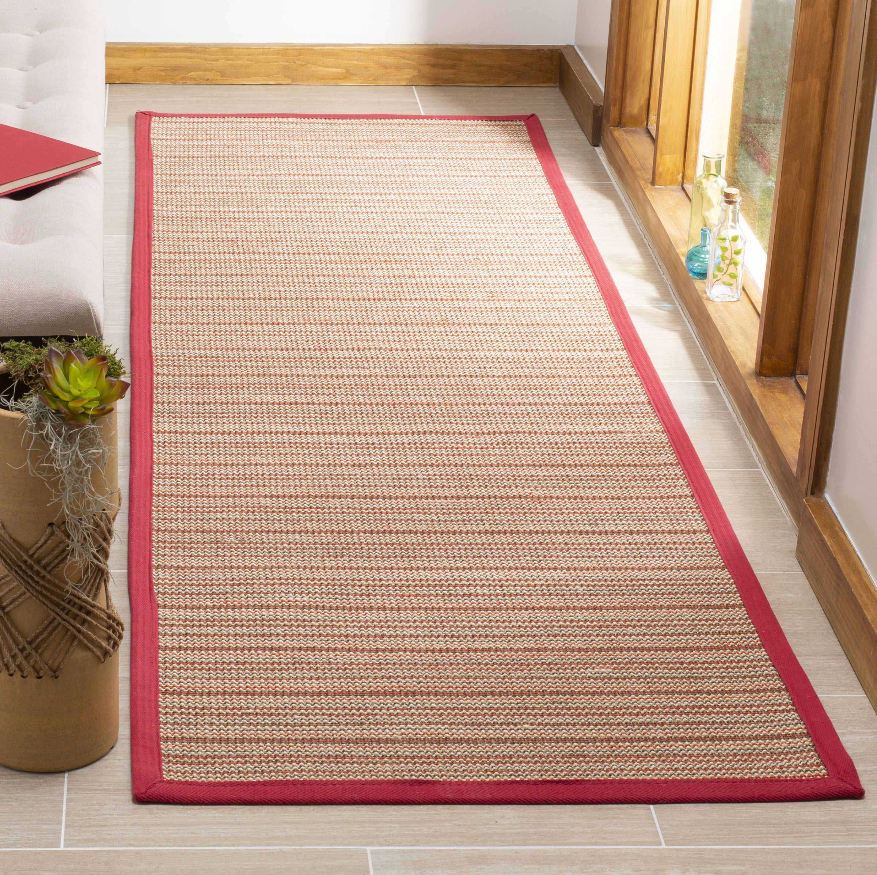 Safavieh Power Loomed Natural Fiber Collection Brown/Red Area Rugs – NF132B