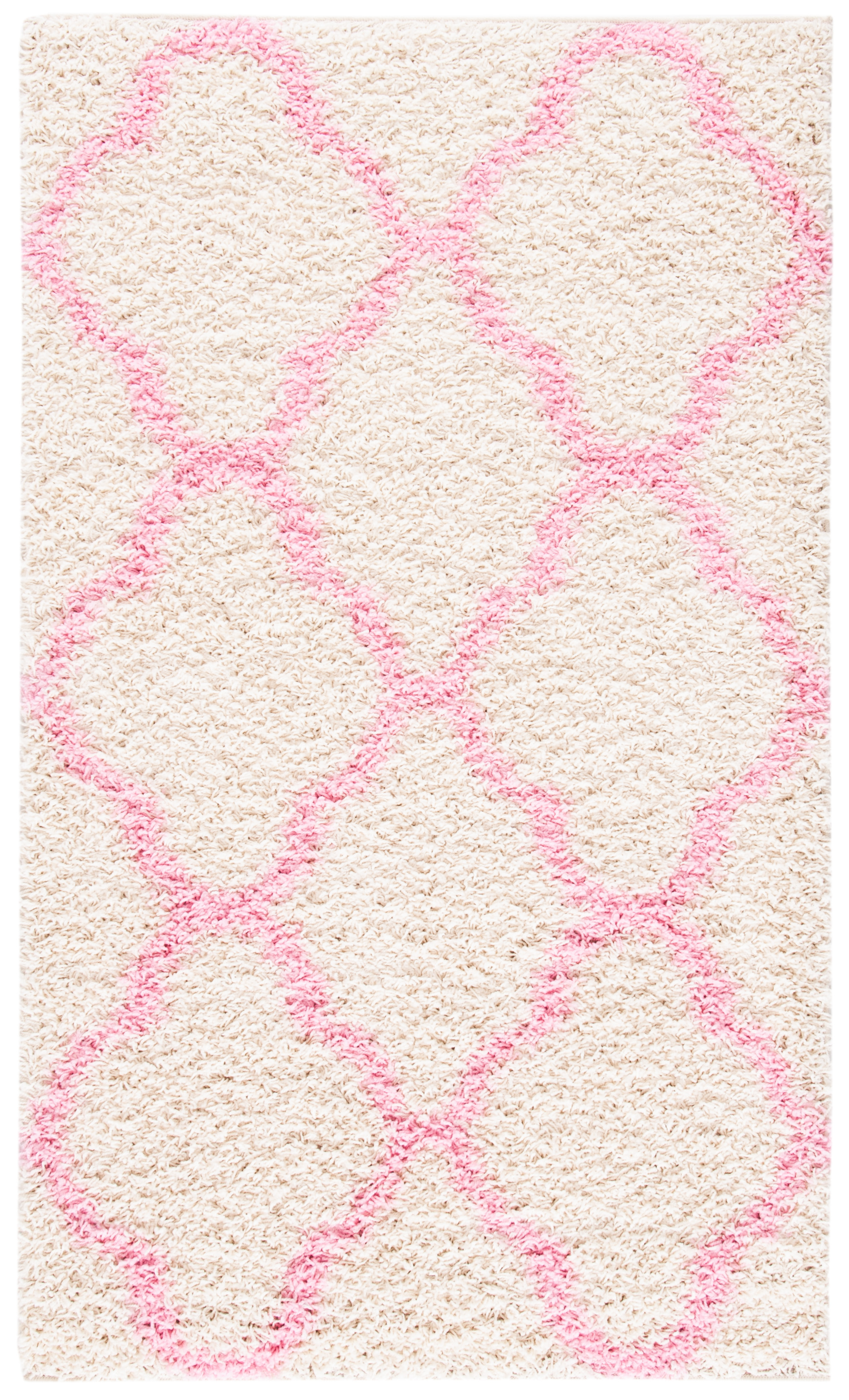 Safavieh Power Loomed Dallas Shag Ivory / Light Pink Area Rugs – SGD257P