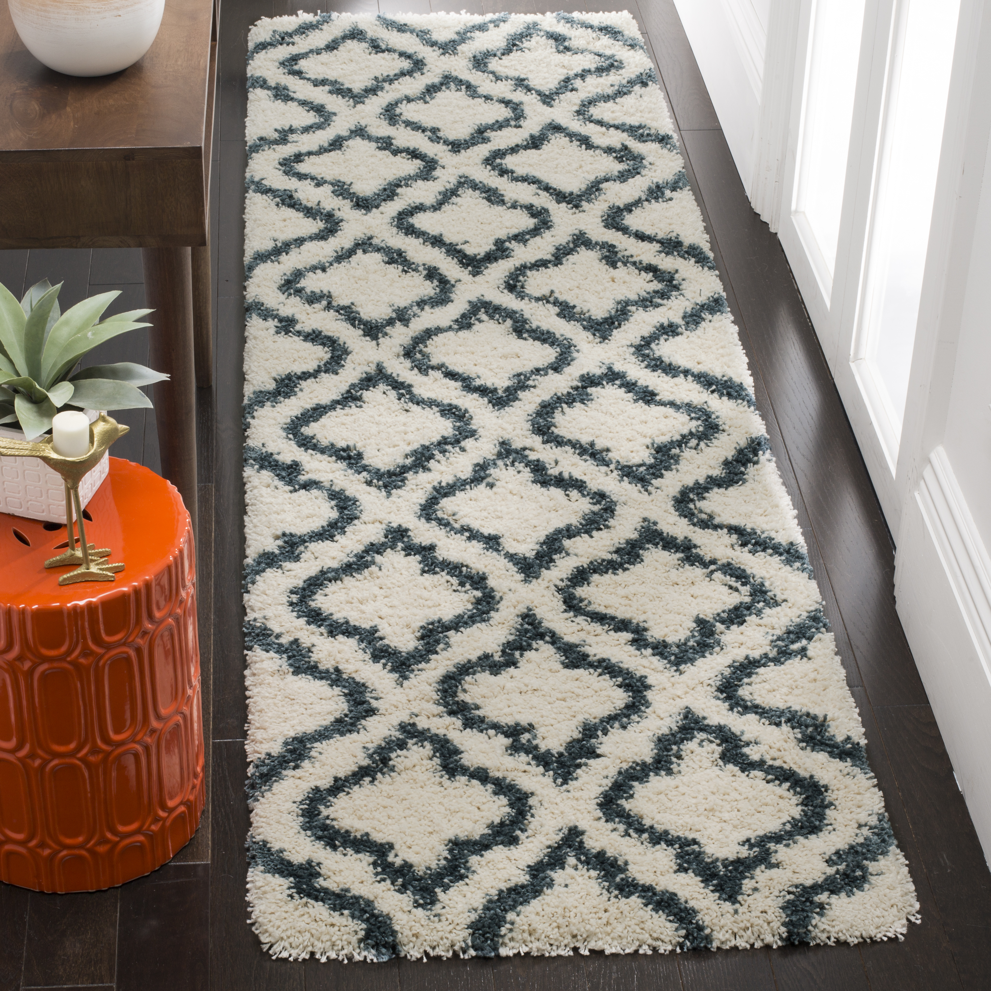 Safavieh Power Loomed Hudson Shag Ivory / Blue Area Rugs – SGH284T